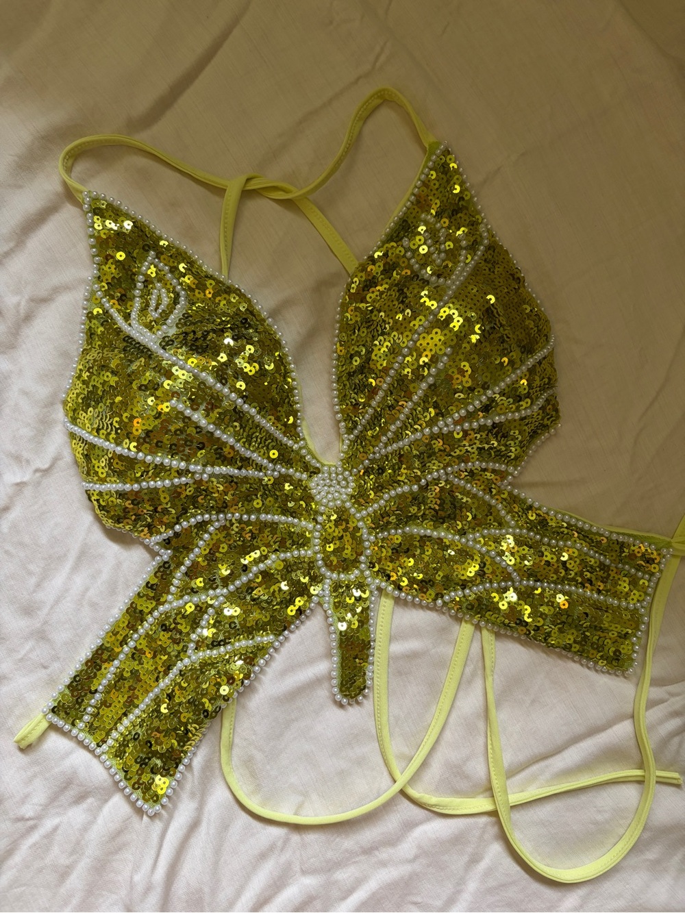 Sparkling Light Green Sequin Butterfly Top